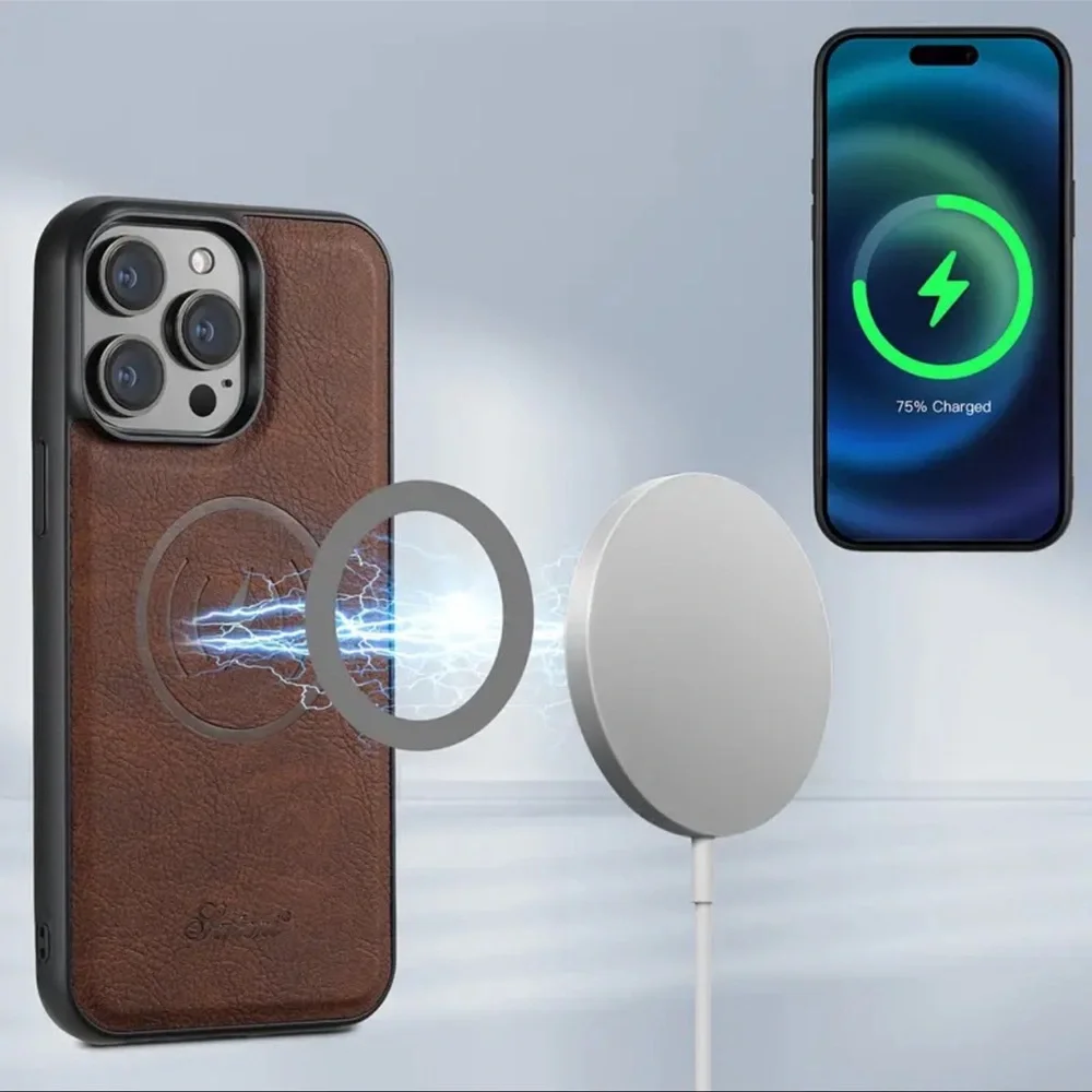 Sleek Wallet with Card Holder, Magnetic Closure,and Wireless Charging Capability